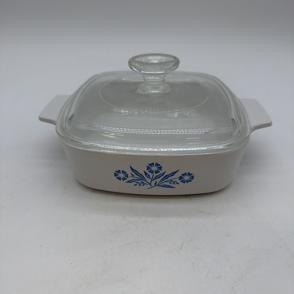 Corning Ware Blue Flower A-1-B Oven Safe Container & Pyrex Glass Knob Lid A7C
